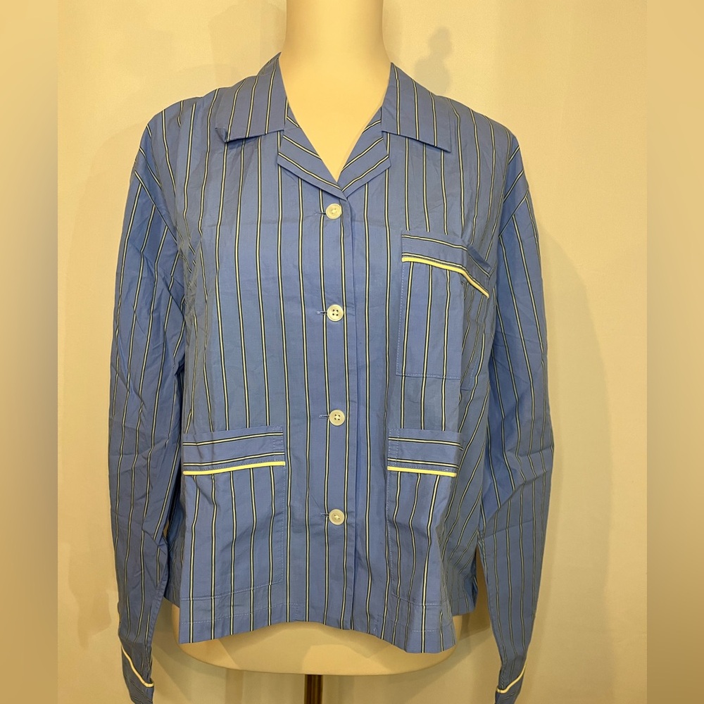 J.Crew Long-sleeve pajama top in striped cotton poplin
